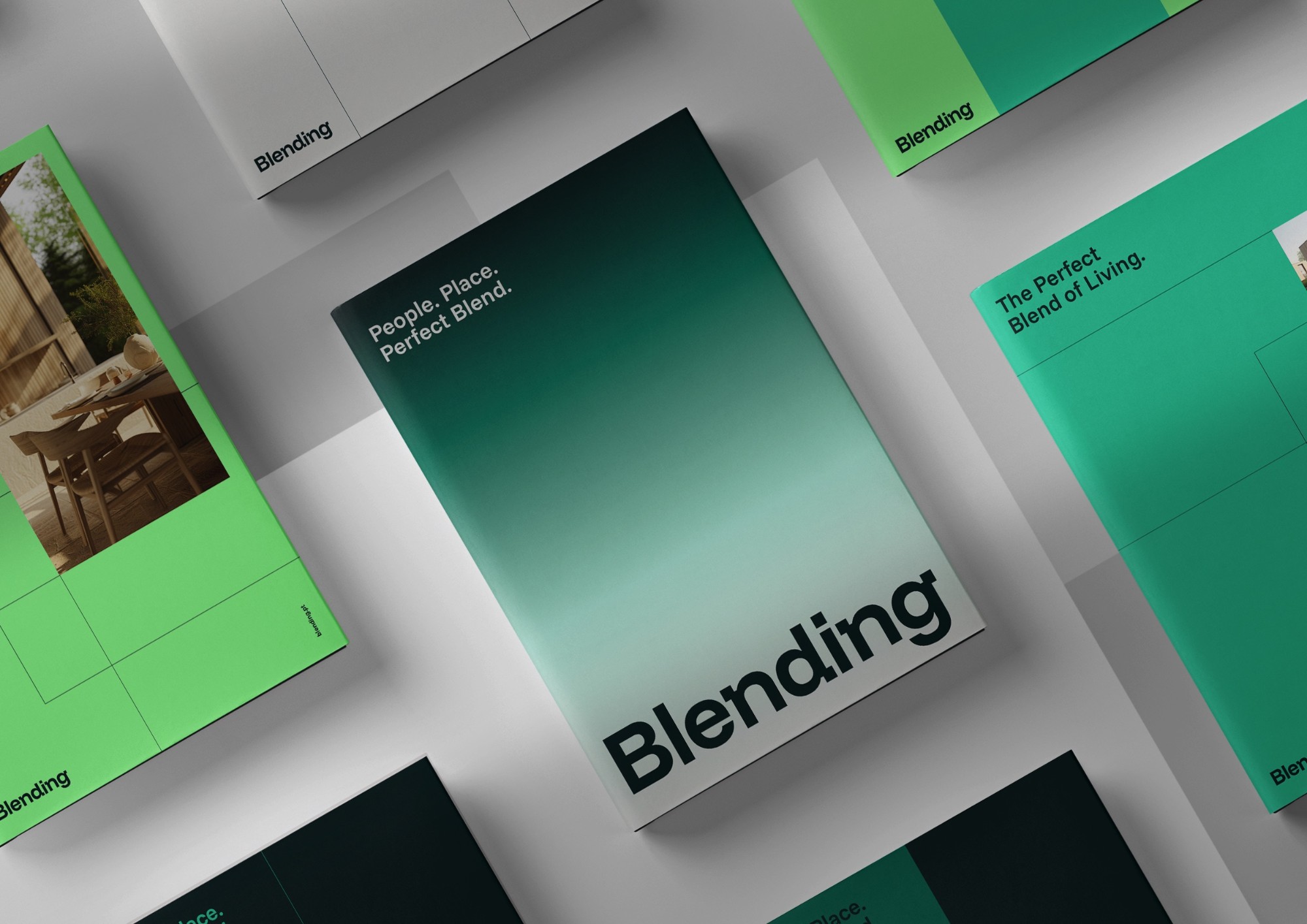 Identidade Blending — capas de brochuras
